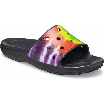 Crocs Klassiska Tie-Dye Graphic Badtofflor Herr Svarta | Sverige 1276WNBY